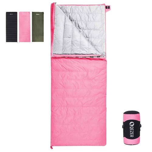 Down Sleeping Bag for Adults, Ultralight Wearable Sleeping Bag for Backpacking, Can Be Used as a Blanket or Mat (Pink)