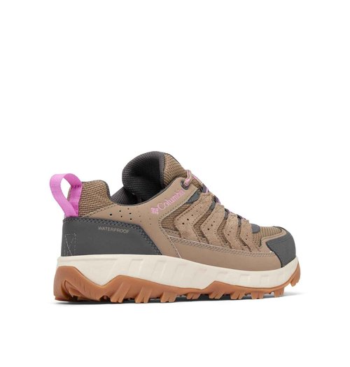 Columbia Womens Strata Trail Low Waterproof, Wet Sand/Berry Patch, 7.5