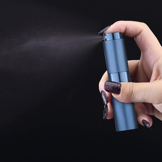 Tekson 8ml Travel Perfume Atomizer Refillable, Mini Cologne Spray Bottle Empty, Small Aftershave Portable Sprayer for Liquid Dispenser (Blue&Gold)