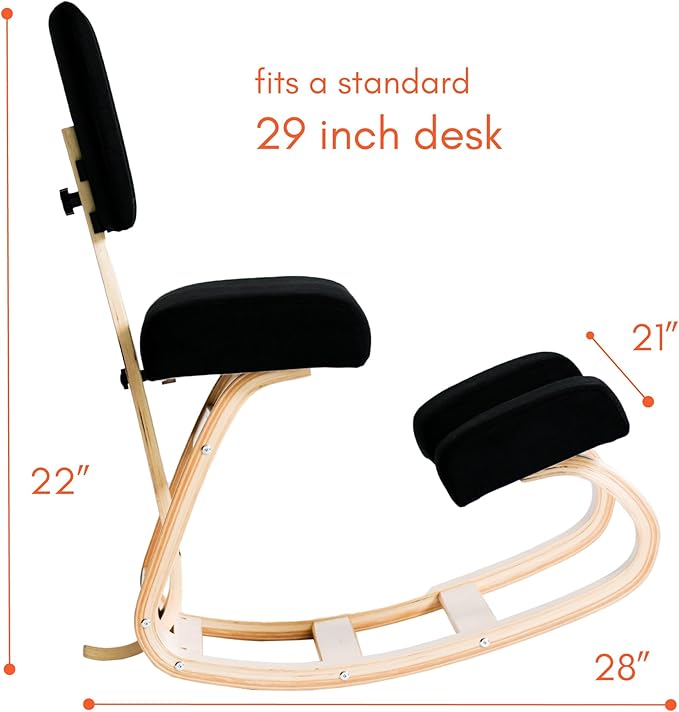 Sleekform East Austin Kneeling Chair, Posture Support Comfortable Ergonomic Kneeling Chair, Natural Back Pain Relief, Best for Posture