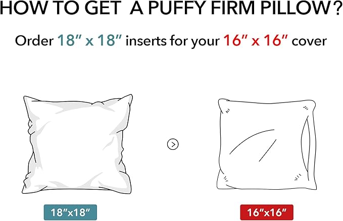 Oubonun 18"x18" Pillow Inserts (Set of 2) - Throw Pillow Inserts with 100% Cotton Cover - 18 Inch Square Interior Sofa Pillow Inserts - Decorative Pillow Insert Pair - White Couch Pillow