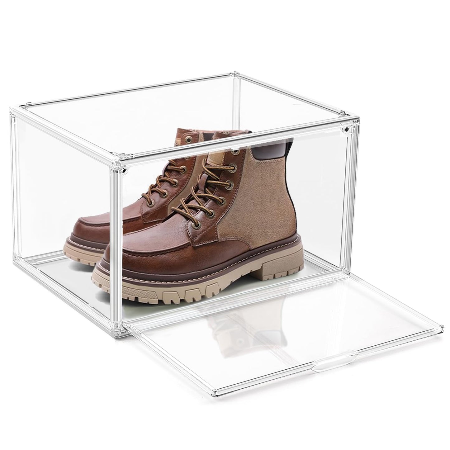 EZJOB 1 Pack Clear Shoe Organizer for Closet Shoes Storage Box for Sneakerheads Plastic Stackable Sneaker Display Case Storage Bins with Lids,Size 14