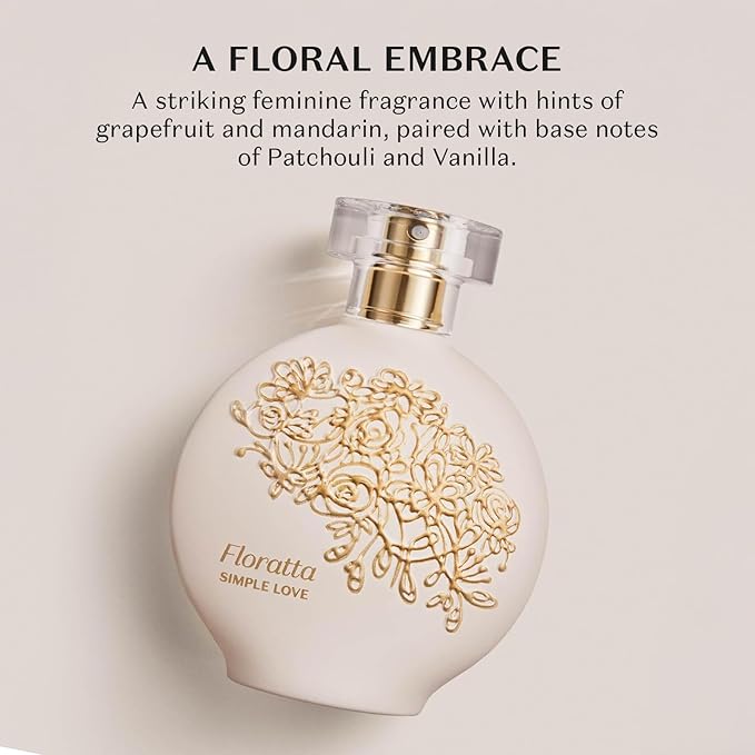 O Boticário Floratta Simple Love Eau de Toilette, Long-Lasting Floral Fragrance Perfume for Women, 2.5 Ounce
