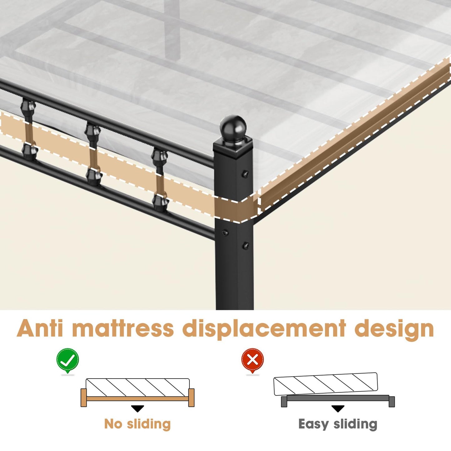 Slumber Haven Platform Bed Frame Twin with Faux Leather Headboard, Twin Size Bed Frames with 1300lbs Capacity Heavy Duty Metal Slats Support, No Box Spring Needed/Noise-Free/Easy Assembly, Black