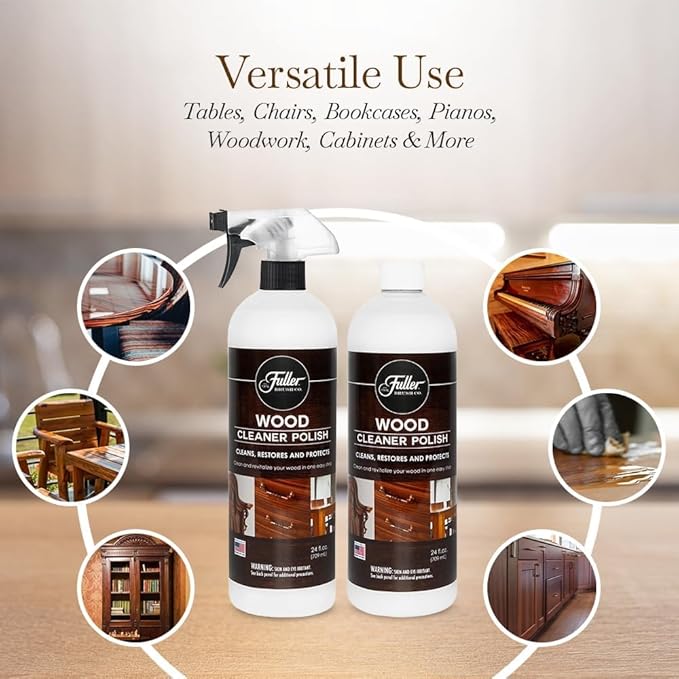 Fuller Brush Wood Polish & Cleaner – Conditions, Shines & Protects Wood Surfaces – Removes Dust, Smudges & Stains – Safe for Furniture, Cabinets, Tables & Trim - (Refill Bottle - Pack of 1)