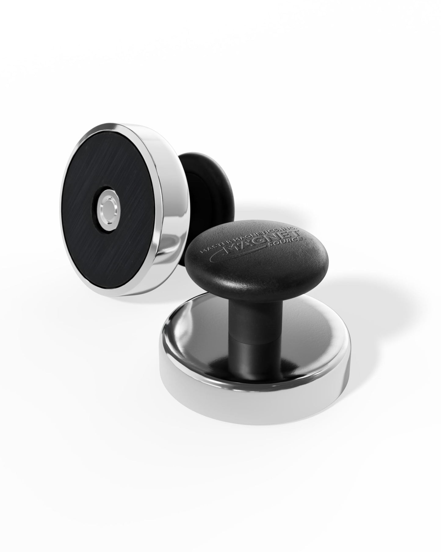 Master Magnetics Ceramic Round Base Magnet with Knob Pack - Heavy-Duty Strong Magnets with Knobs for Home and Work - 16 lb Pull Each - Nickel-Plated - 1.43" D - 0.98" H - Chrome - 4-Pack