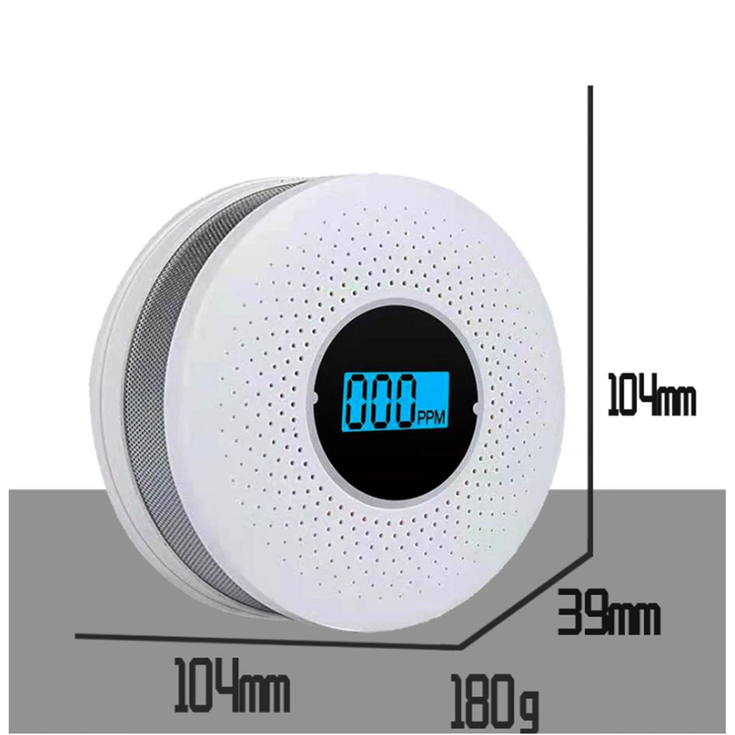Exhaust Alarm with Visual LCD Display Double Transducer Detection Structure Loud 85dB Alarm for Indoor Observing Carbon Carbonmonoxide Exhaust Transducer Combination
