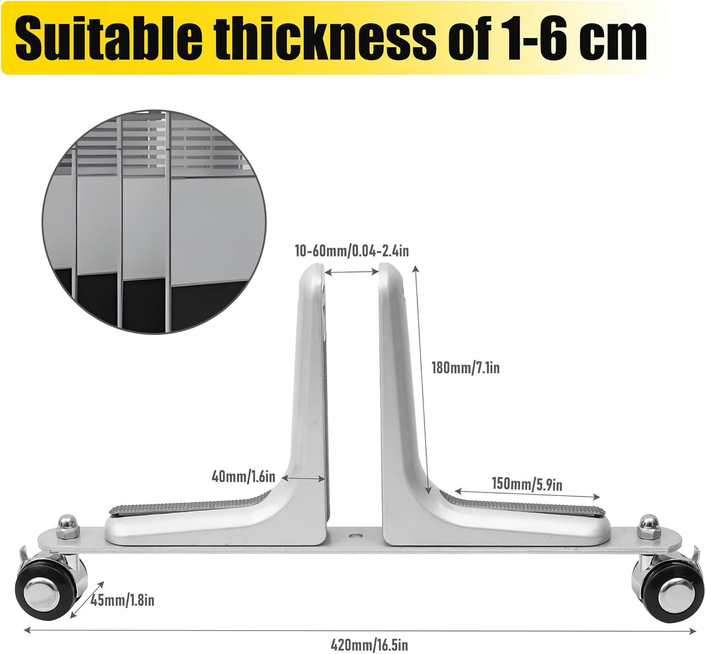 MYOYAY 2 Packs Room Divider Stabilizer Feet with Stainless Steel Wheels, Folding Room Screen Divider Stand Support Bases Privacy Screen Partition Holder Feet for Hotel Home Office (Sliver)