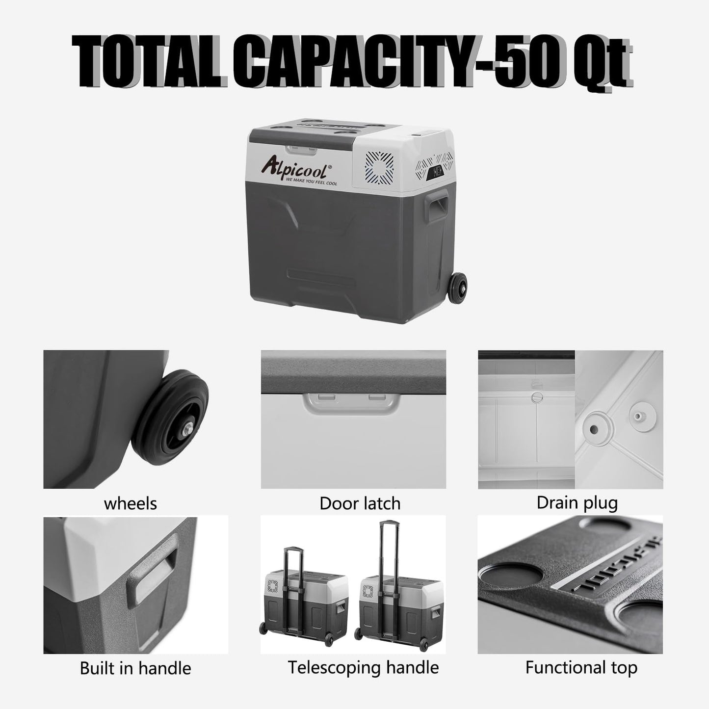 Alpicool CX30 Portable Refrigerator 29 Quart(27.8 Liter) with Trolley Vehicle, Car, Truck, RV, Boat, Mini Fridge Freezer for Driving, Travel, Fishing, Outdoor-12/24V DC