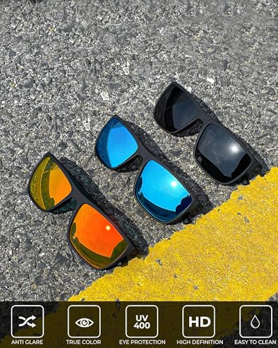 Mens Polarized Sunglasses - UV Protection Sun Glasses for Men, Lightweight Rectangular Sports Sunglasses for Driving, Fishing