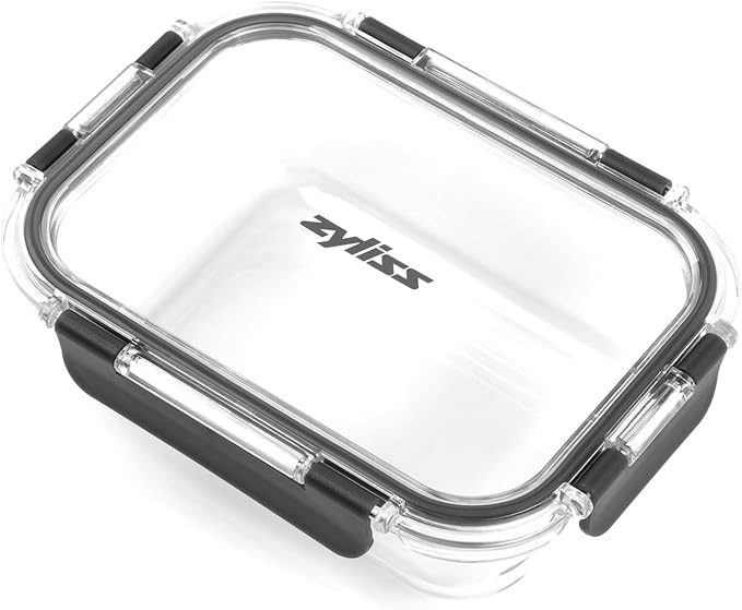 Zyliss E981064 640ml Glass Container, Shatter Resistant Glass, Airtight Food Storage Box with Sealable Lid, Microwave Safe, BPA Free, Freezer Safe, Fridge Storage, Food Container, 18cm x 14cm x 6cm