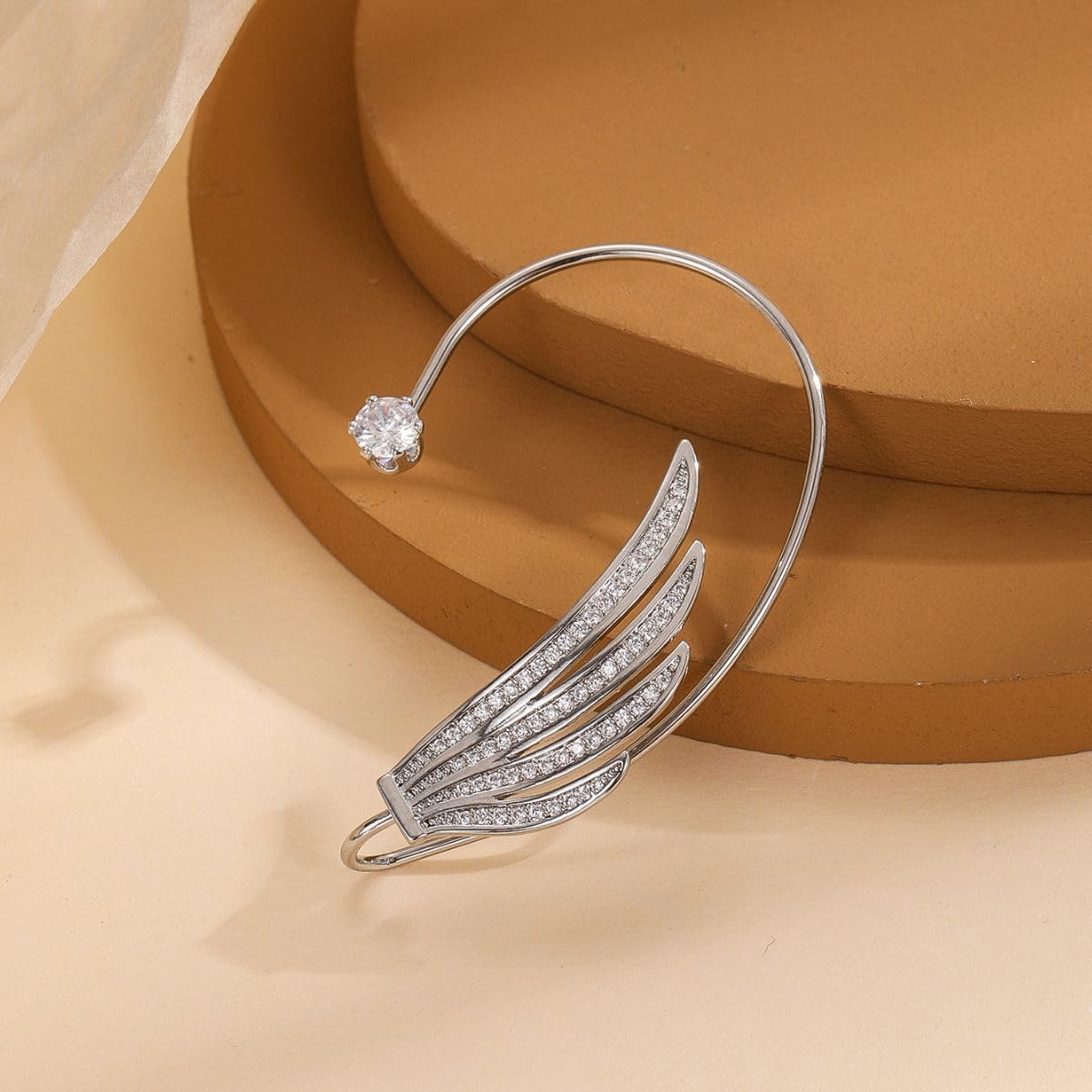 YRlilicc Sparkling Rhinestone Angel Wing Ear Cuffs Non-Piercing Earrings Glitter Iced Out Crystal Angel Wings Cartilage Climber Ear Wrap Prom Party Festival Ear Jewelry for Women (Wing Style 1)