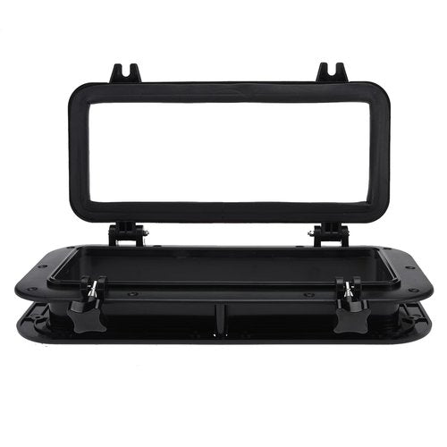 NovelBee 2pcs Boat Yacht Rectangle Opening Portlight Porthole,15-3/4" x 7-7/8" Hatch Porthole Replacement Window Port Hole for Marine Boat Yacht RV (Black)