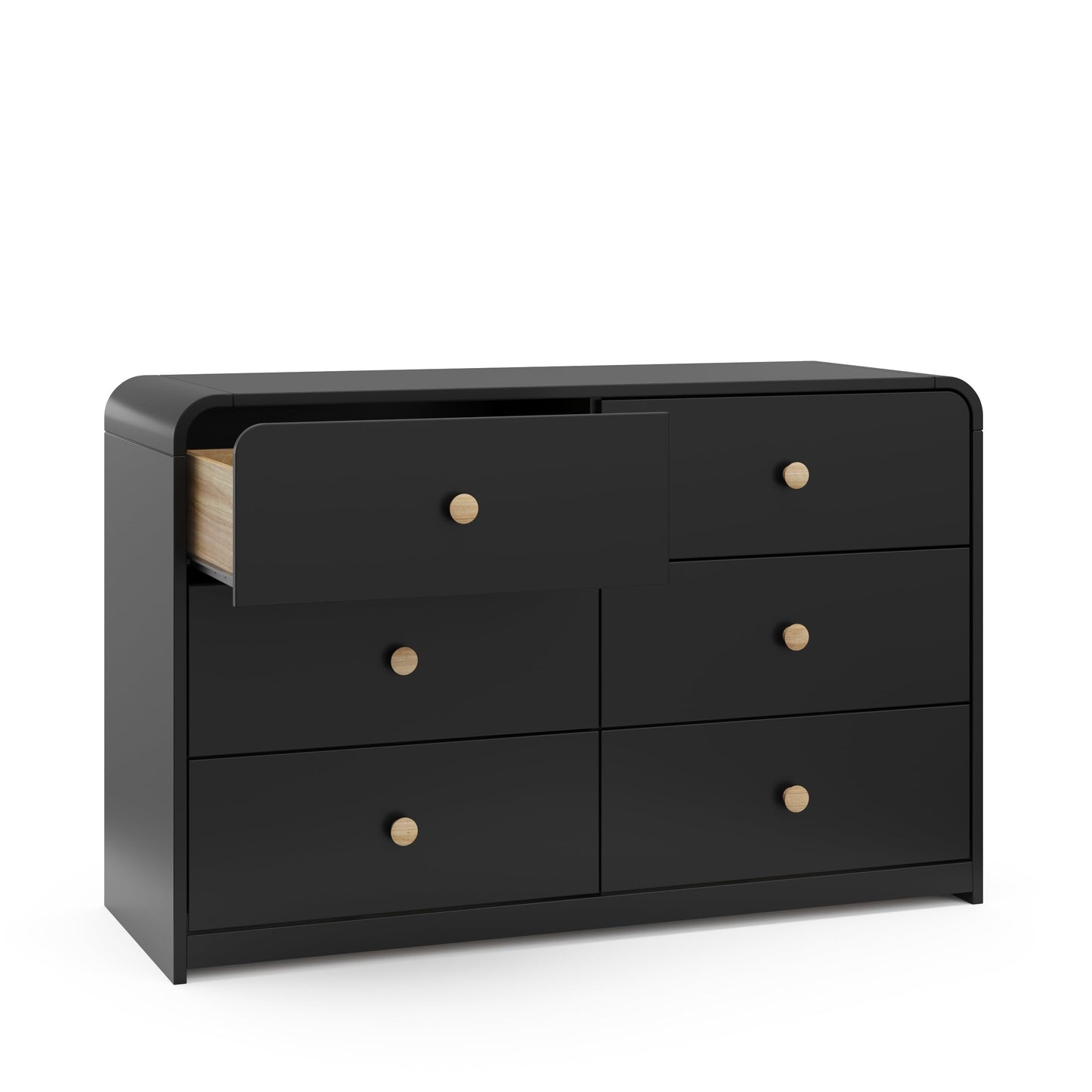 STORKCRAFT Santos 6 Drawer Bedroom Dresser (Black & Natural) – GREENGUARD Gold Certified Dresser for Kids Bedroom with Interlocking Drawer System