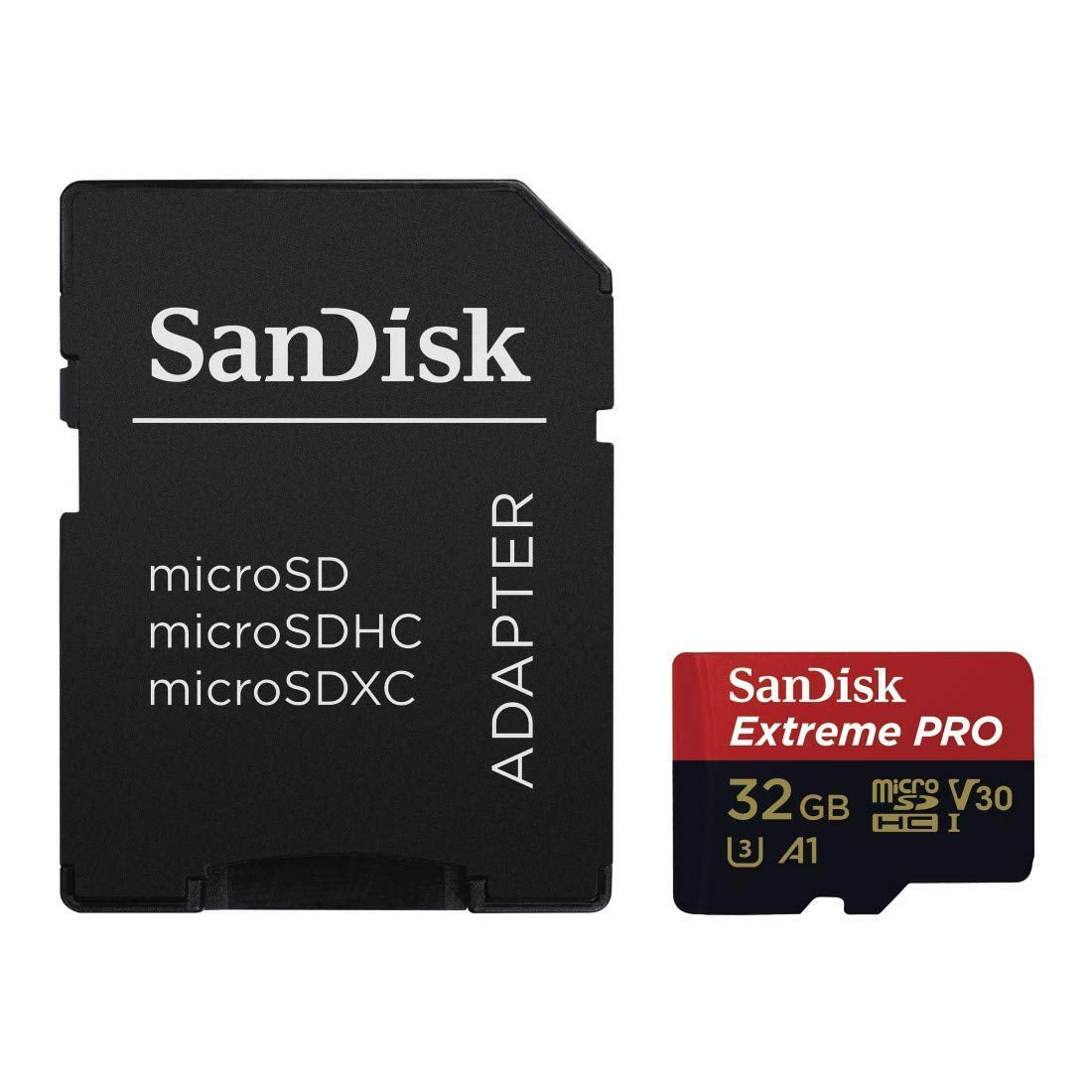 Sandisk Extreme Pro Microsdhc Memory Card Plus Sd Adapter Up To 100 Mb/S, Class 10, U3, V30, A1 - 32Gb Sdsqxcg-032G