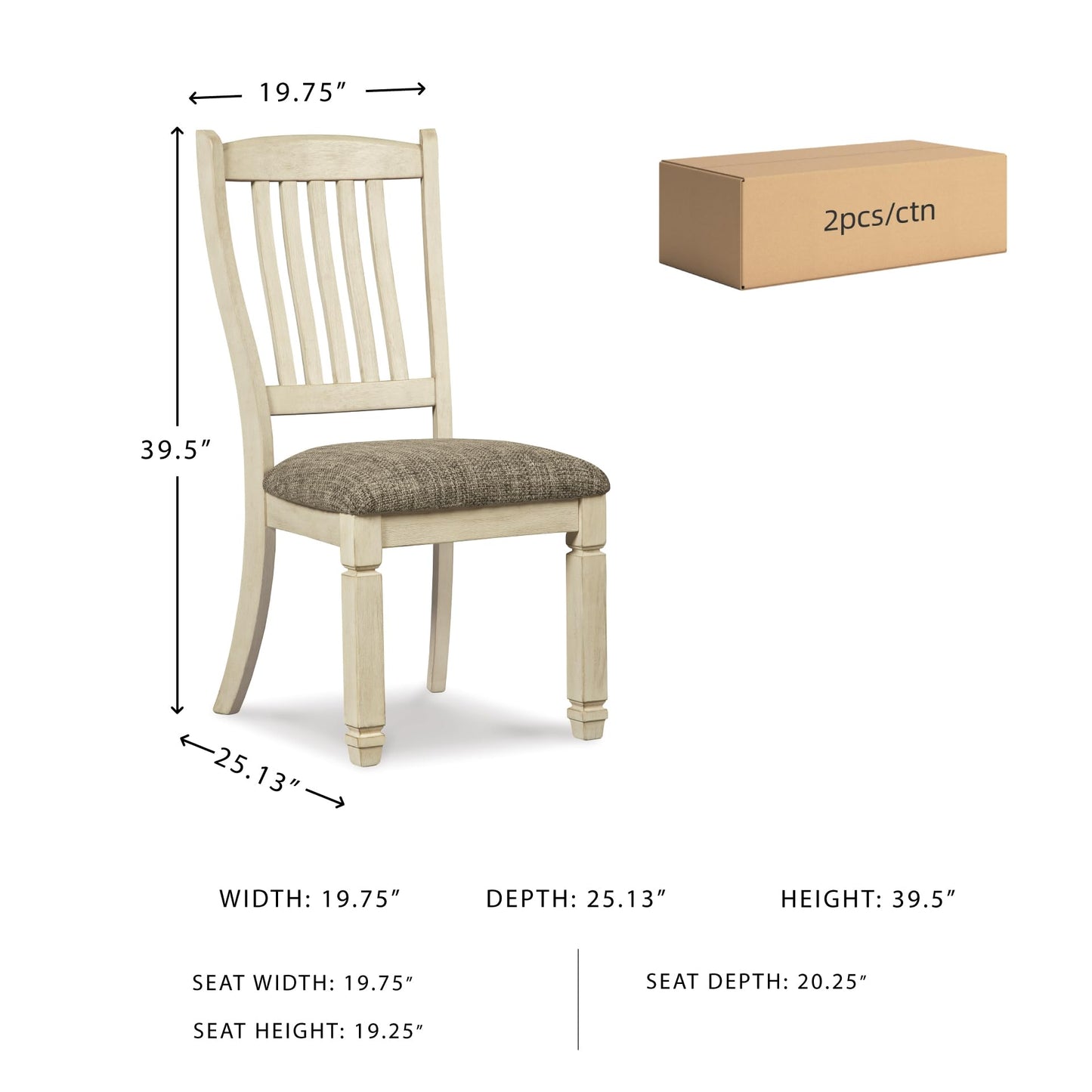 Signature Design by Ashley Bolanburg 20" Upholstered Dining Room Chair, Set of 2, Antique White