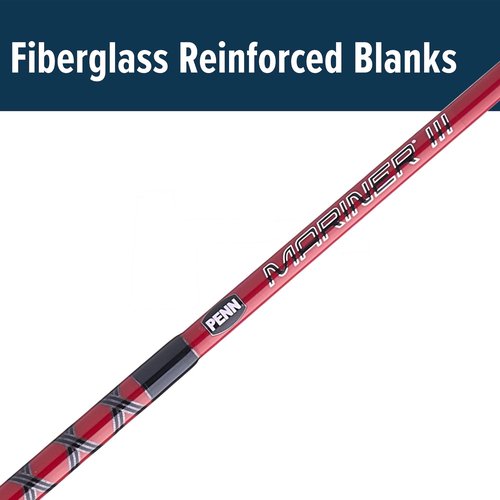PENN Mariner III Boat Spinning Fishing Rod, Black/Red, 6'6" - Medium - 1pc - 12-20lb