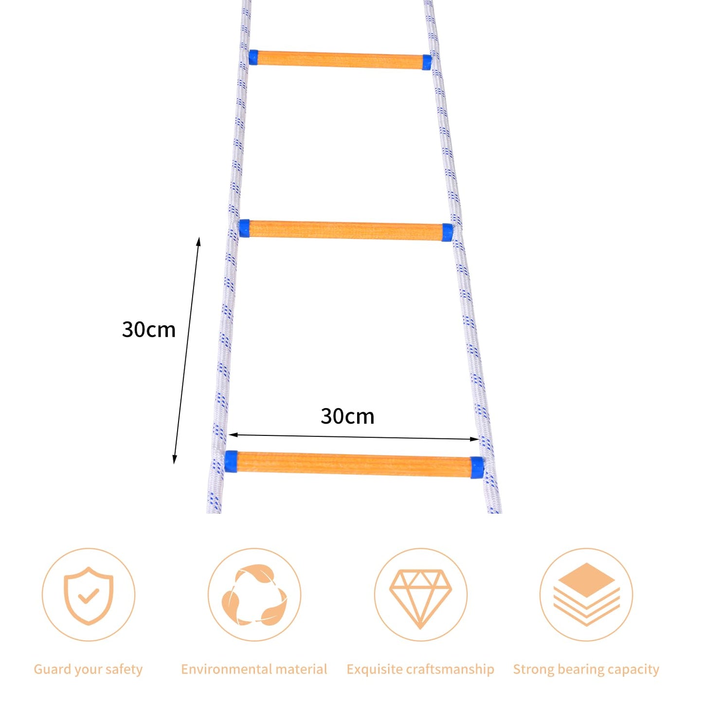 Emergency Fire Escape Ladder, 32.8FT Rope Ladder, Flame Resistant Safety Extension Ladder with 2 Hooks, Fast to Deploy Sturdy and Strong Portable and Reusable 2 Story,Weight Capacity up to 2000 LB
