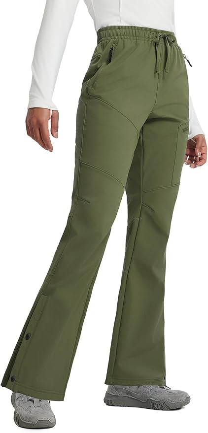 baleaf Women's Waterproof Pants Hiking Snow Fleece Lined Pockets Thermal Warm Insulated Softshell Ski