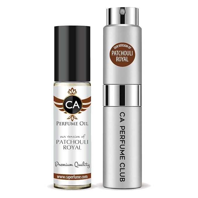 CA Perfume Duo Impression of Patchouli Royal For Men Perfume Layering Set Mens Cologne Long Lasting Travel Size EDP + Body Oil Roll-On Bottle 0.27 Fl Oz+0.33 Fl Oz