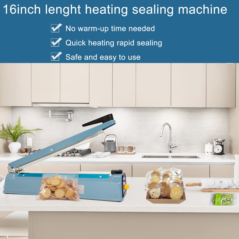 Impulse Heat Sealer 12 Inch 5mm Mylar Bag Sealer Heat Seal Machine, 110v Manual Heat Sealer for Plastic/Poly/Cookie Bags, 8 Replacement Parts & Teflon Cloth Strip(2 Round Cutter Lines Included)