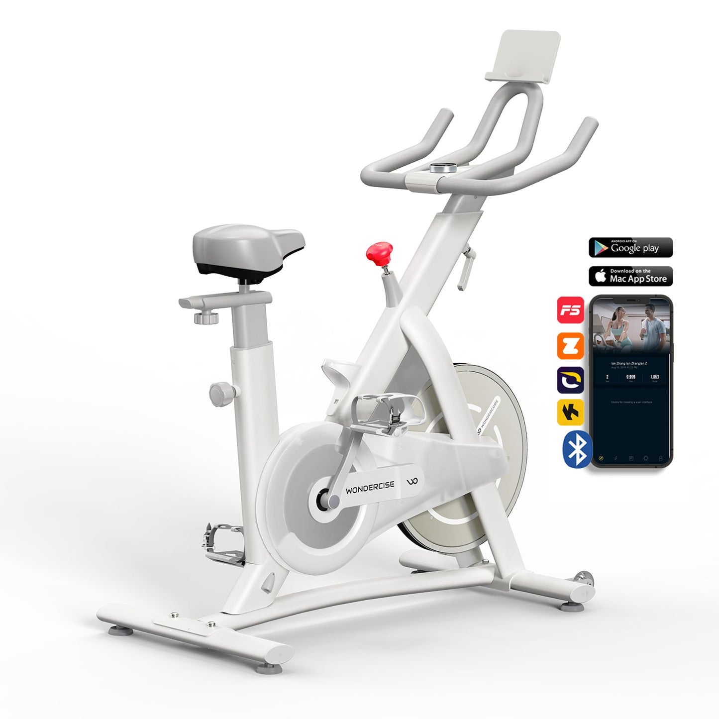 Wonder Core Exercise Bike, Wondercise Bike - 32-Level Magnetic Resistance Stationary Bike for Home Gym, Indoor Cycling with 13.2lbs Flywheel, Exclusive App, Tablet Holder, Adjustable Seat/Handlebars