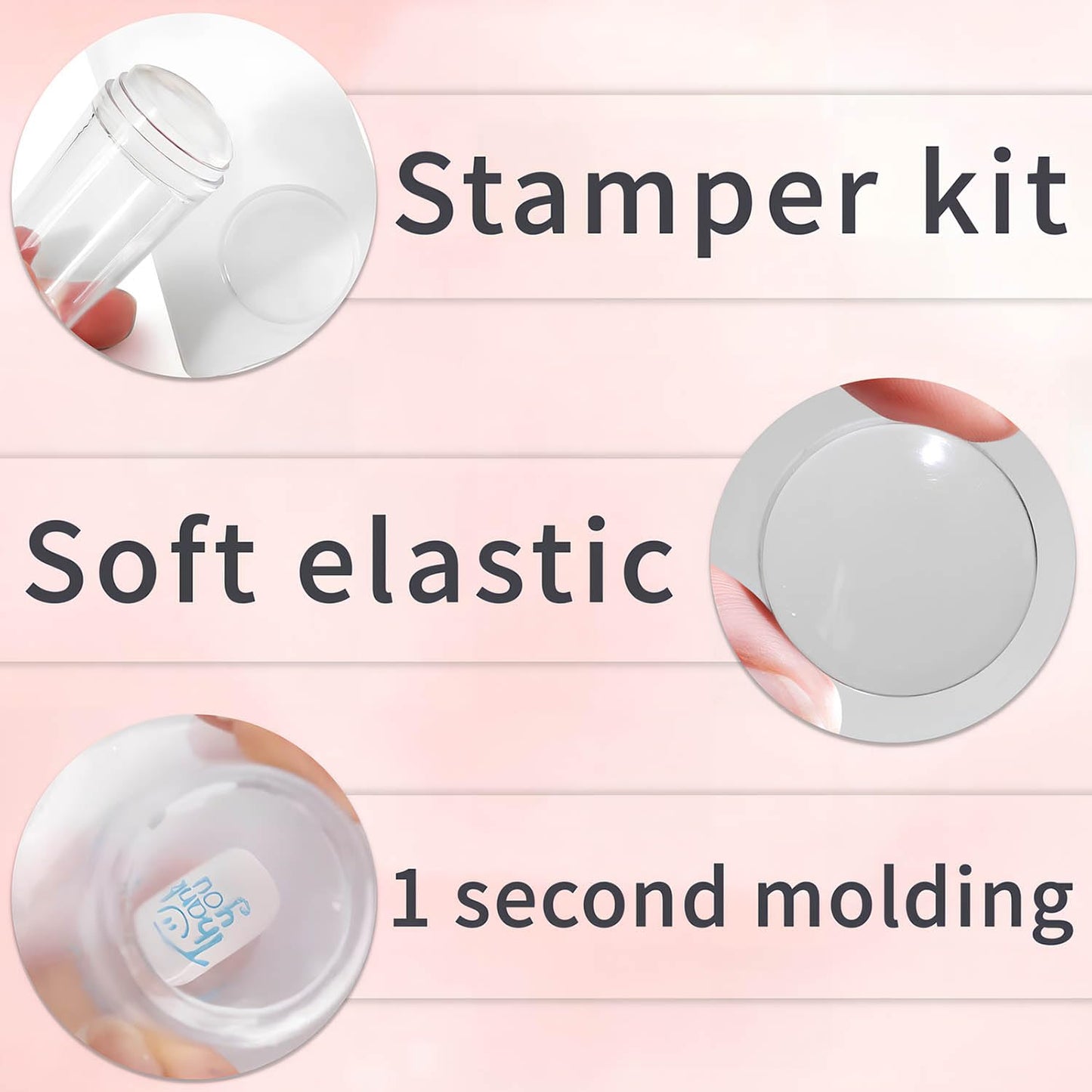 French Tip Tool,2 PCS Nail Art Stamper Kit,Clear Silicone Stamping Jelly with Scraper for DIY together with Gel Nail Polish Acry