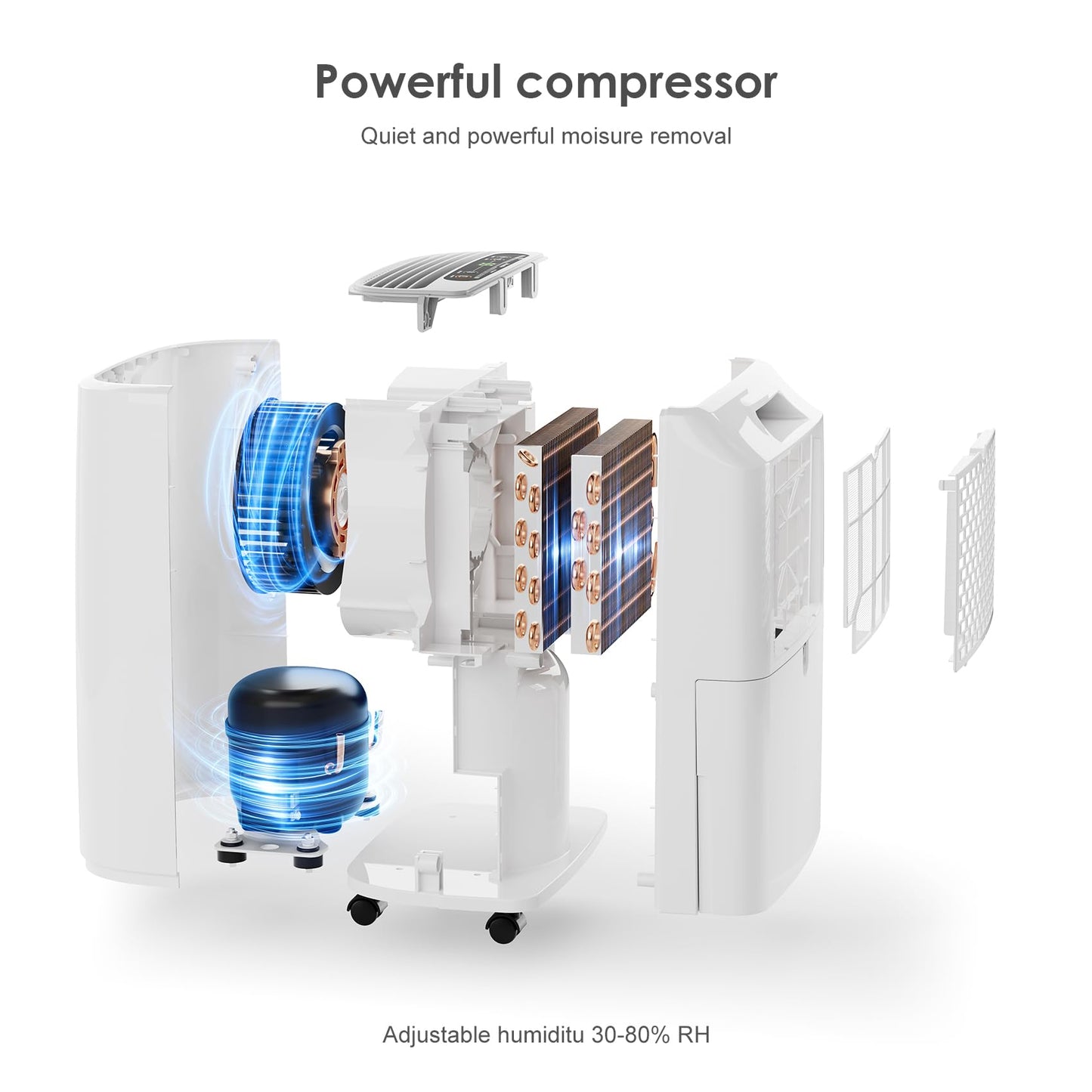 2500 Sq.Ft Dehumidifier for Home Basement, ANDTE 34 Pints Dehumidifier with Drain Hose with Smart Humidity Control, 3 Operation Modes, Powerful Moisture Removal for Large Room, RV, Bathroom, Bedroom