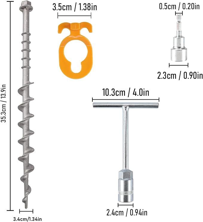 Keltrion 8 PCS Screw in Tent Stakes for Women Men - Ground Anchors for Sand, Canopy, Trampolines, Camping Aluminium Heavy Duty Rust Prevention Pegs Drillable Lightweight Safe - Silvery 14 inch