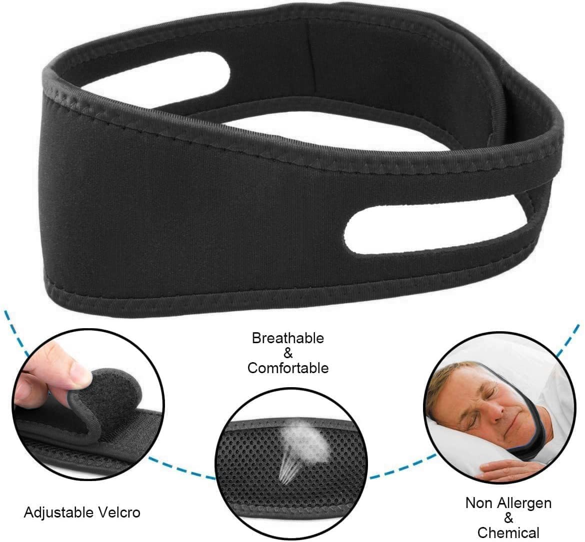 Anti Snoring Chin Strap, Stop Snoring Chin Straps for CPAP Users, Jaw Strap for Sleeping,Chin Straps to Keep Mouth Closed for Sleeping Better, Cpap Chin Strap for Sleep for Men Women