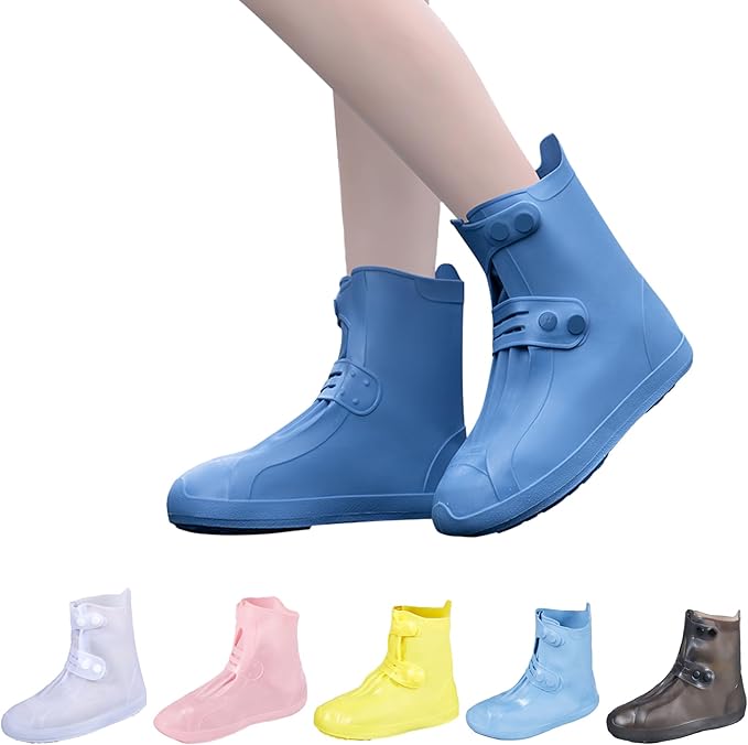 Dream Apparel Waterproof Rain Shoe Covers for Women Men, Non-Slip Reusable Foldable Boot Covers Rainproof Overshoes Over S...