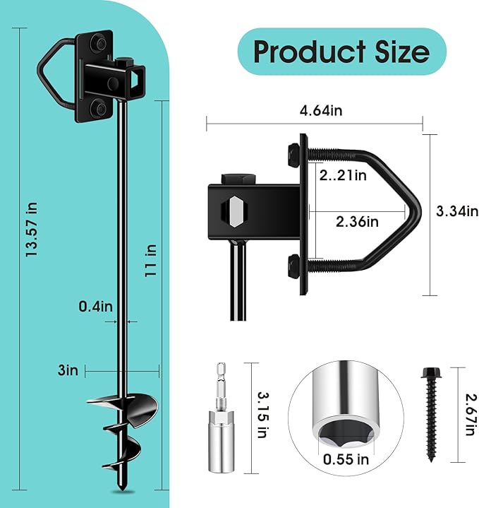 Payivsve Ground Anchors Screw in, Multi-Purpose Trampoline Stakes Heavy Duty, 3" Wider Spiral Mobile Home Anchors Hurricane Earth Anchor for Trampoline, Storage Shed, Swing Sets, Carports