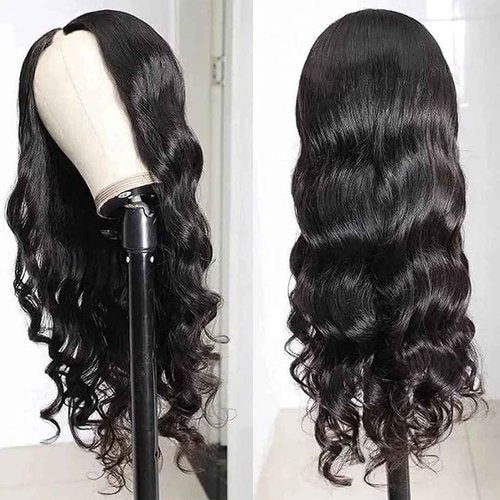 Xagujpo Glueless V Part Wig Human Hair Body Wave for Black Women Upgrade U Part Human Hair Wig 100% Beginner Friendly No Sew In No Glue 180% Density Natural Color (20 inch)