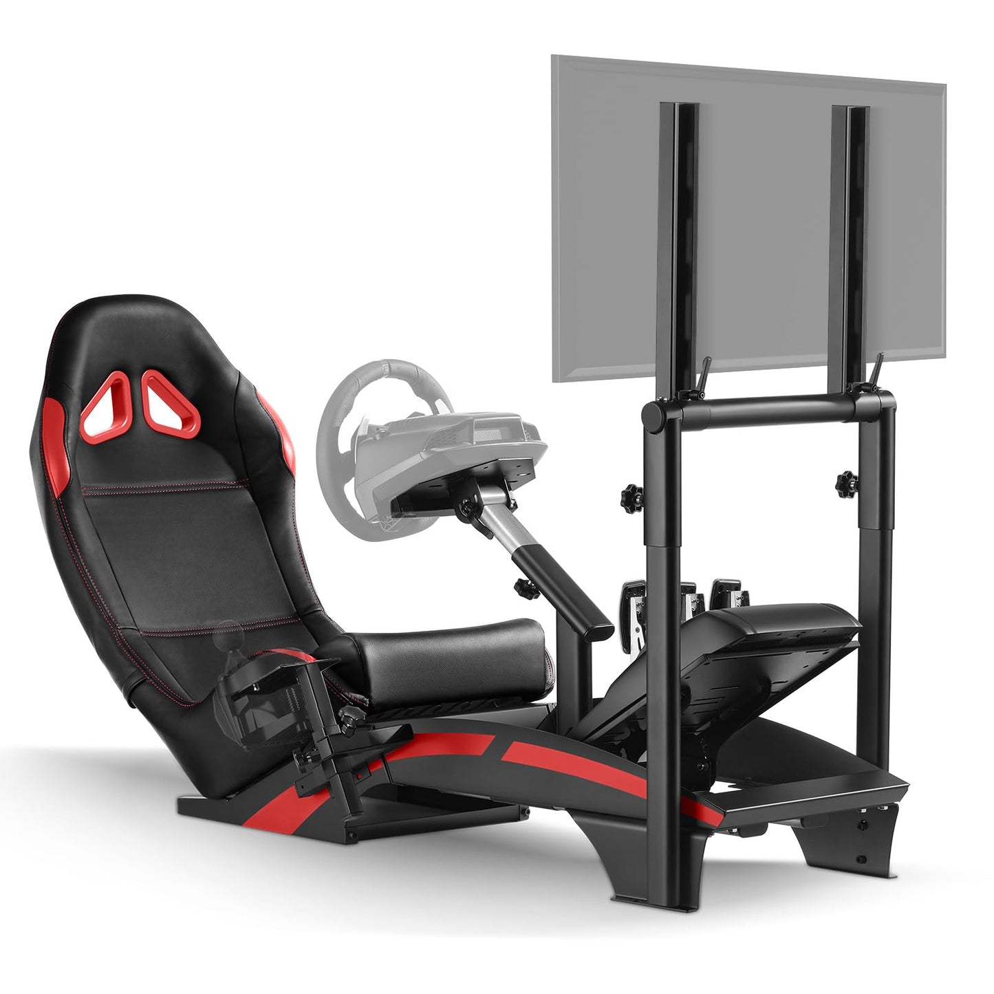 RACGTING Racing Simulator Cockpit with TV Monitor Stand for G PRO Racing Wheel/G29/G920/G923, for Thrustamster T300RS/TS-PC/TS-XW Racer, for FANATEC CSL DD/GT DD Pro/ClubSport DD/DD+