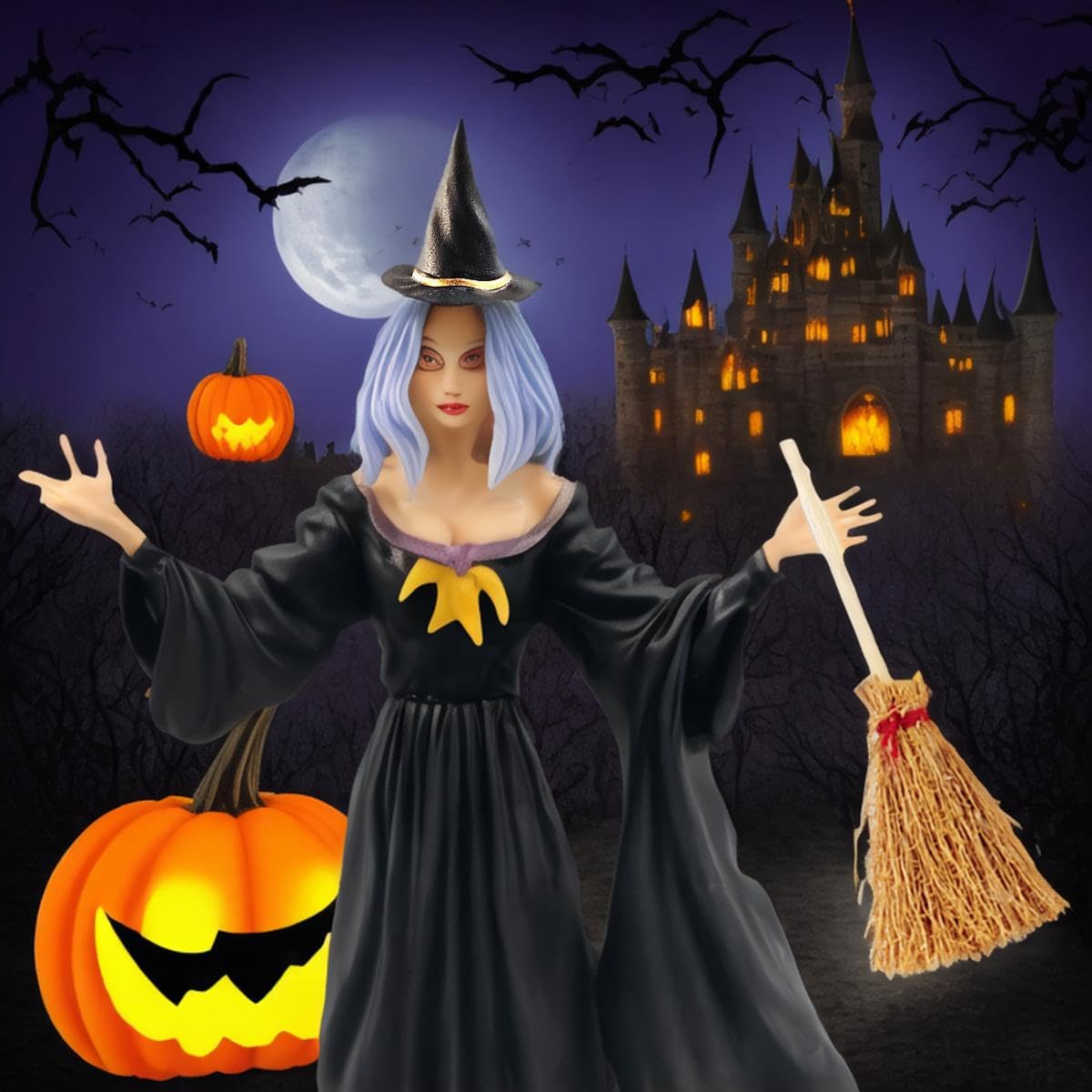 GXXMEI 24PCS/set Mini Witch Hat with Mini Broom Miniature Straw Brooms with Red Rope Plastic Witch Hats and Brooms for Halloween for Halloween Party Craft Witches Decoration Accessory