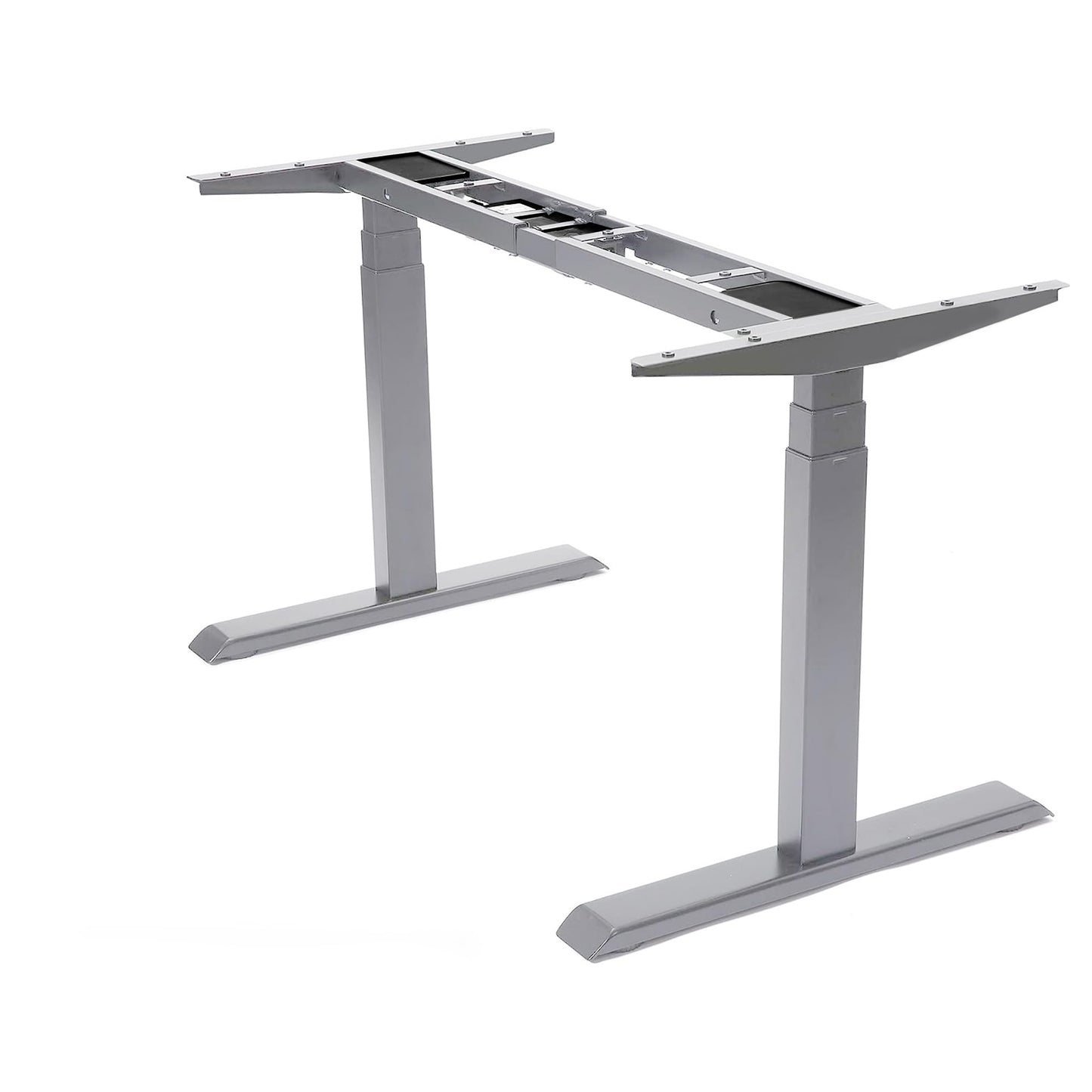 Fromann Dual Motor Standing Desk Frame 3 Tier Legs Sit Stand up Electric Height Adjustable Desk Base for Home and Office (Grey)