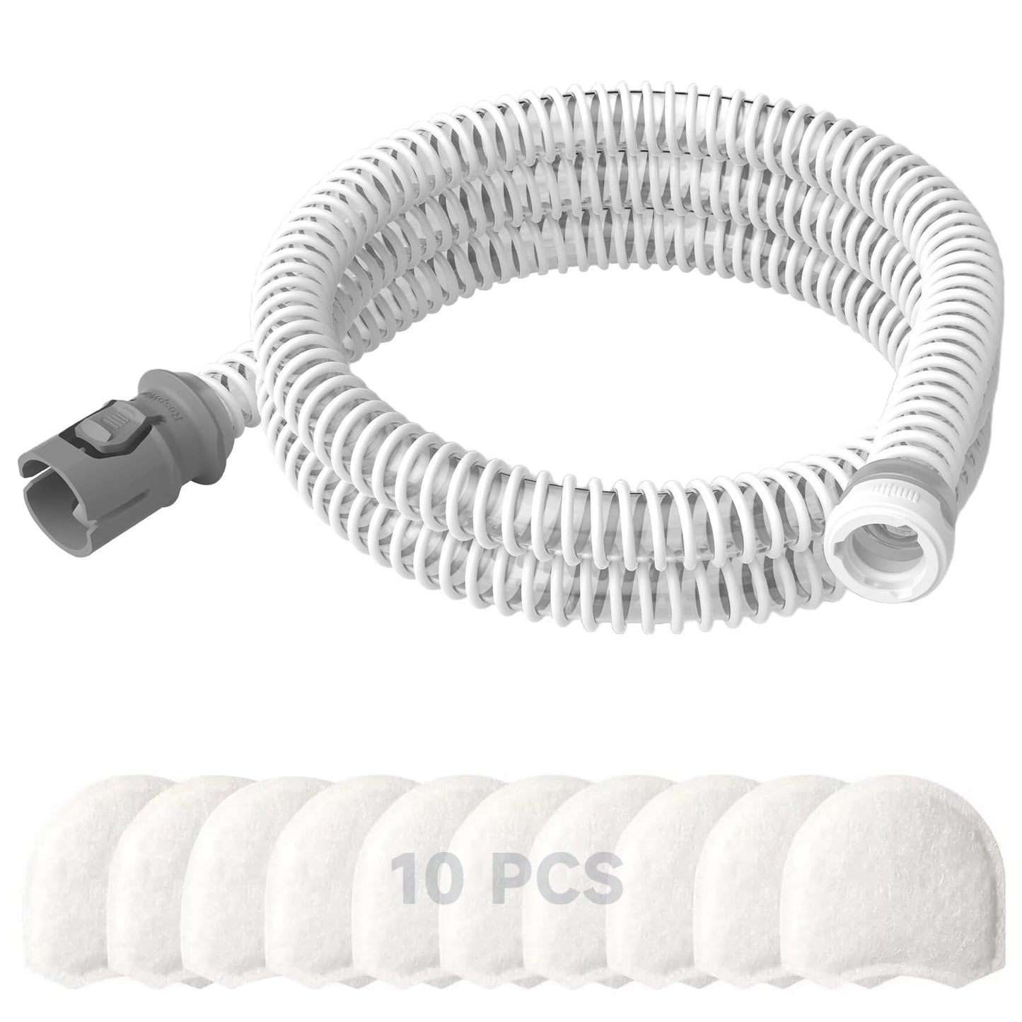 Replacement CPAP Tubing for ResMed AirMini Tube & 10-Pack Airmini Supplies Filters Combo, as Flexible as OEM | Compatible with ResMed Airmini CPAP Machine & P10 Nasal Pillows & N20 & N30 Nasal Masks