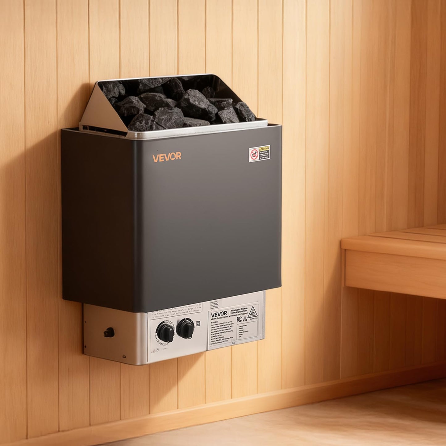 VEVOR Sauna Heater, 2KW AC 120V Electric Sauna Stove, Dry Steam Bath Saunas Stove with Pre-Drilled Bracket, Fit 52.9 to 88.2 CU.FT Saunas Rooms, Steam Bath Stoves for Home, Commercial, Leisure Venues