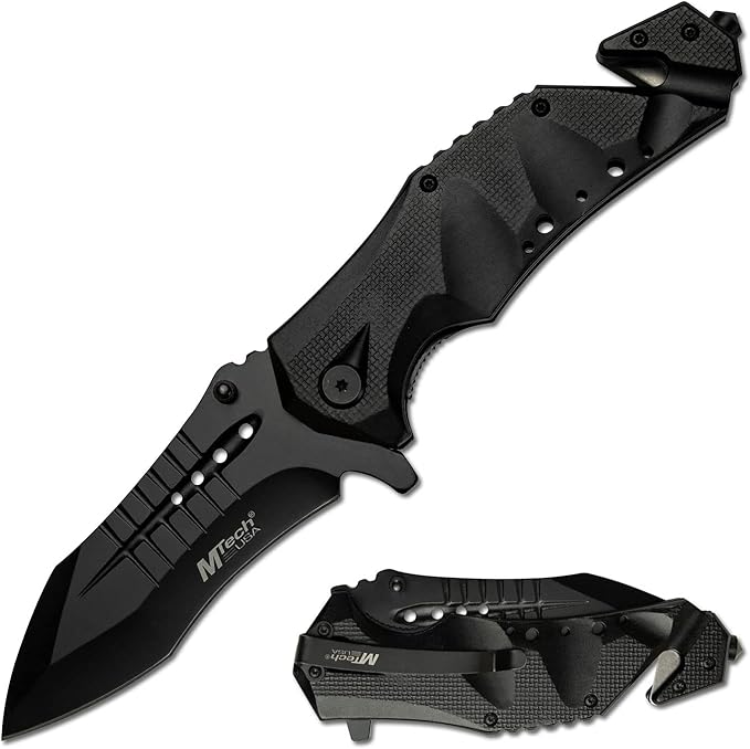MTech USA MT-A845BK SPRING ASSISTED KNIFE, 5" Closed, Black Blade