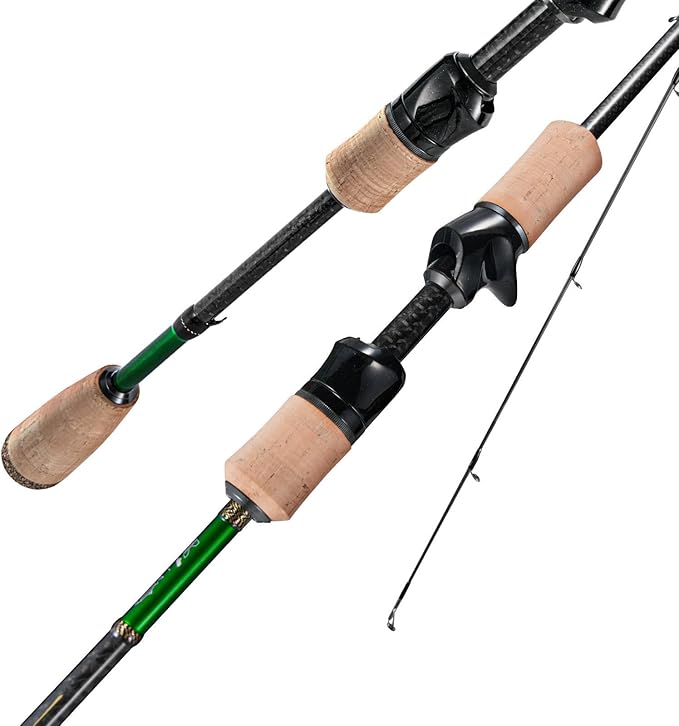 HANDING M1 Ultralight Fishing Rod 2-Piece Trout Fishing Rod with Fast Action 30T+24T Carbon Fiber SEAGUIDE RA Guide Rings ...