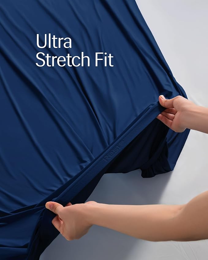 REST® Evercool®+ Cooling Fitted Sheet, Split King, Midnight Blue, 13’’Deep (Stretched up to 15’’) Silver Infused Cooling Bedding for Hot Sleeper and Night Sweat, for Fresh and Hygienic Sleep