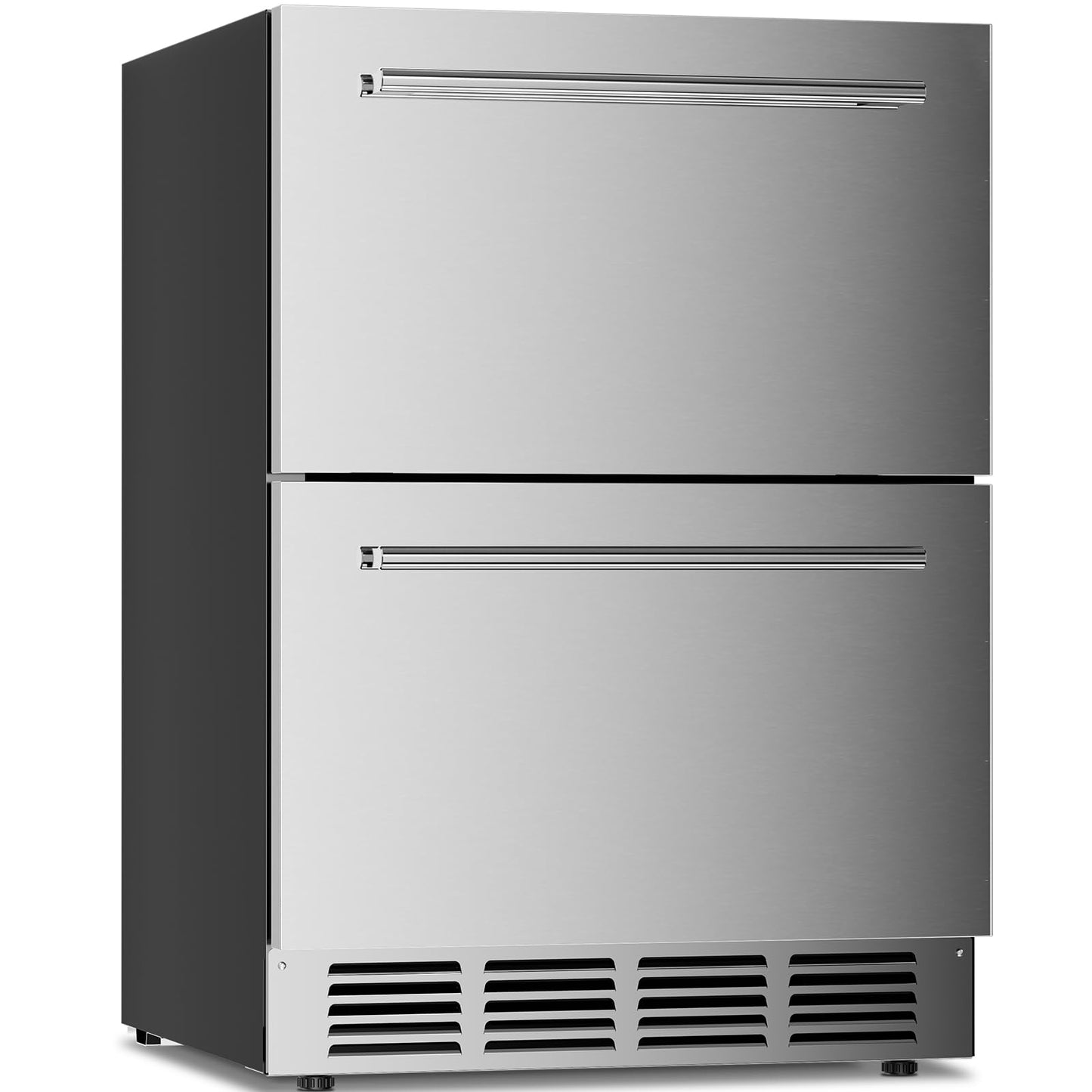 Antarctic Star 24 Inch Outdoor Beverage Refrigerator, Double Drawer Stainless Steel Mini Fridge 145 Cans, Built-in or Freestanding Undercounter Wine Cooler for Home & Patio, 32-50°F, Silver