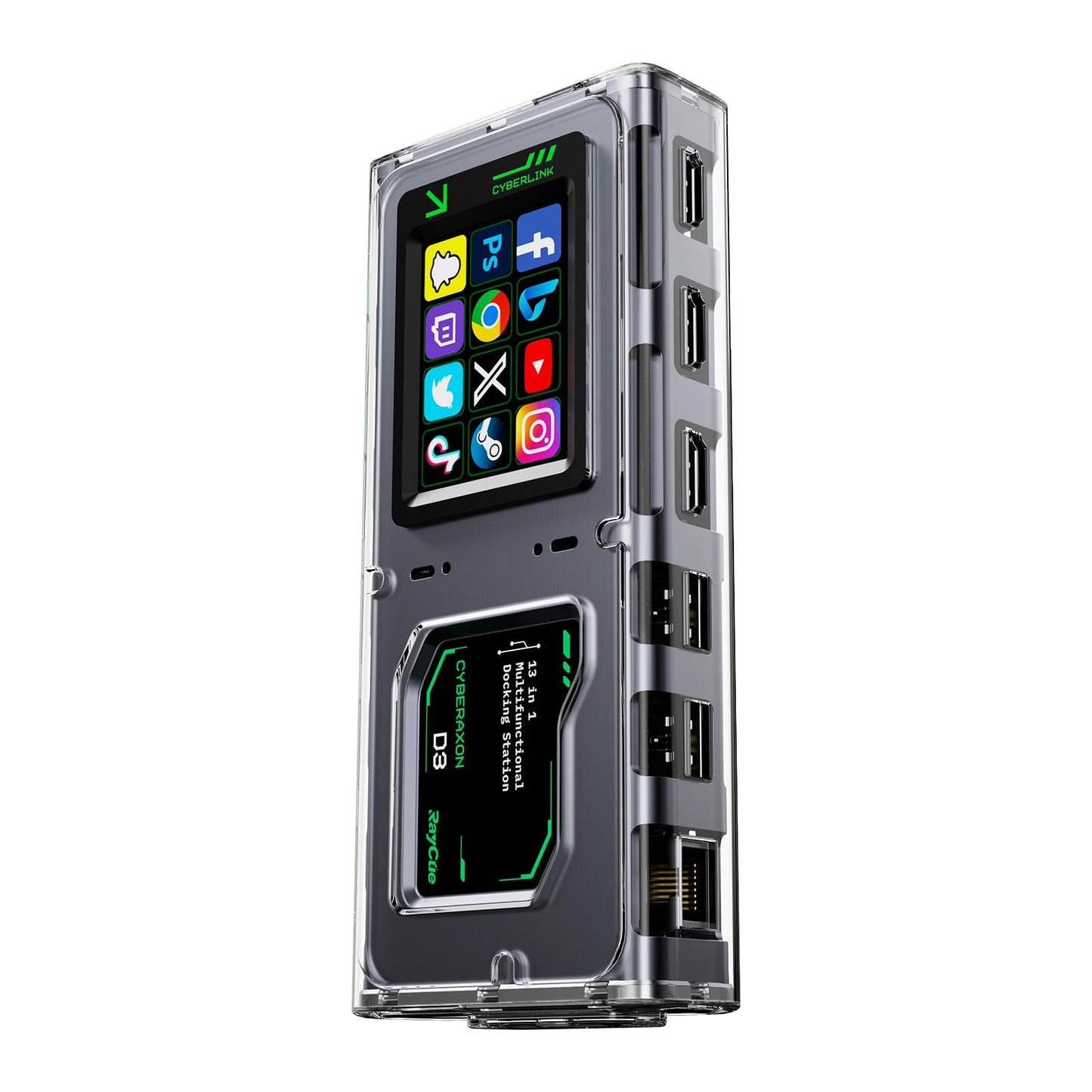 RayCue CyberAxon D3 13-in-1 USB C Docking Station - 4K HDMI, 100W PD, Touchscreen, Mac/Windows/iPad Compatibility
