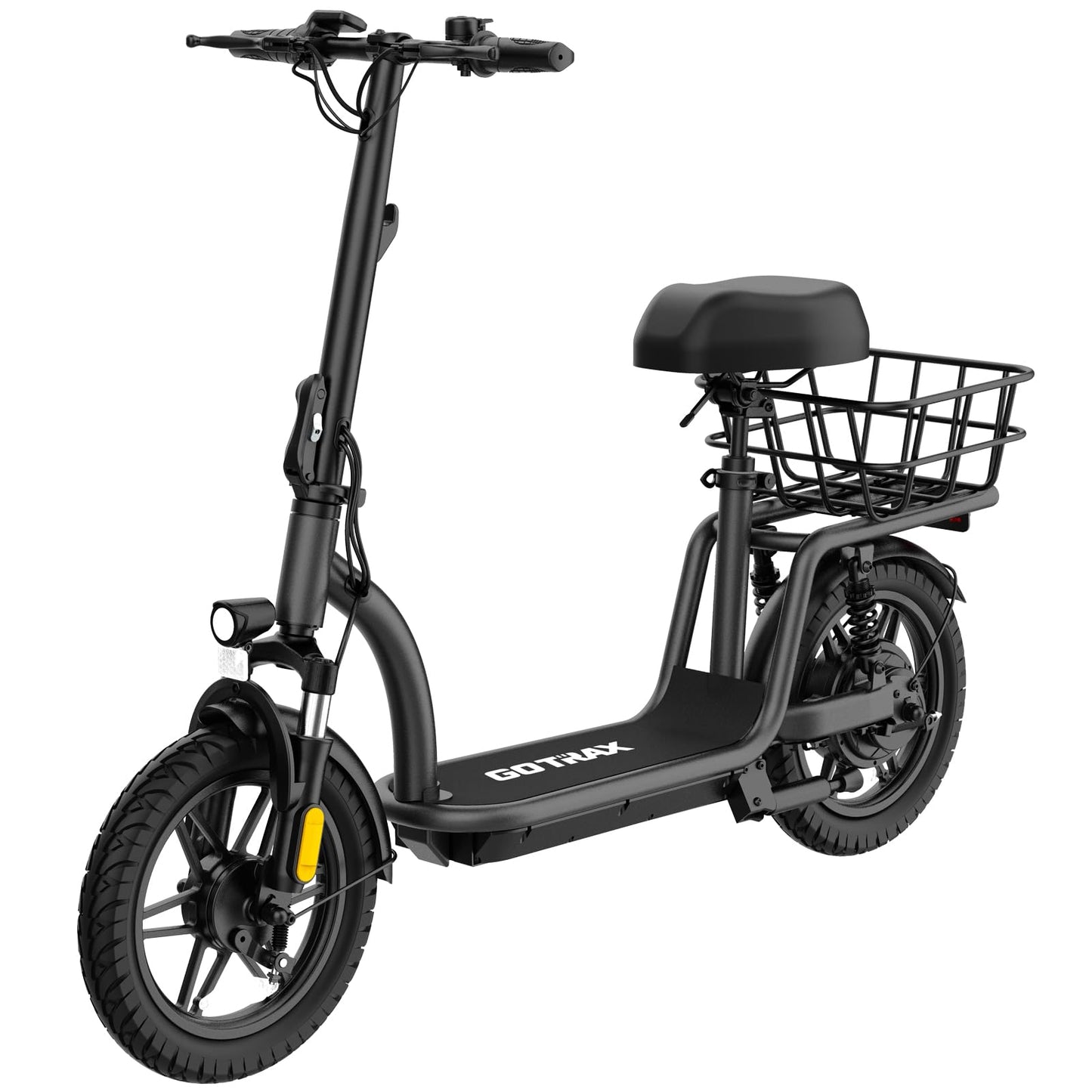 Gotrax FLEX ULTRA Electric Scooter with Seat for Adult, 25 Miles Range &20Mph Power by 500W Motor, 14" Pneumatic Tire and Comfortable & Height Adujustable, Wider Deck & Carry Basket for Commuting