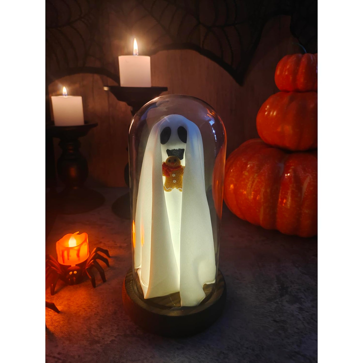 Halloween Decorations Indoor,OMG Gingerbread Man Ghost Decorations with Remote Control Lights, Light Up Ghost,Ghost Lamp for Home Kitchen Mantel Tabletop Party Decor and Holiday Decoration