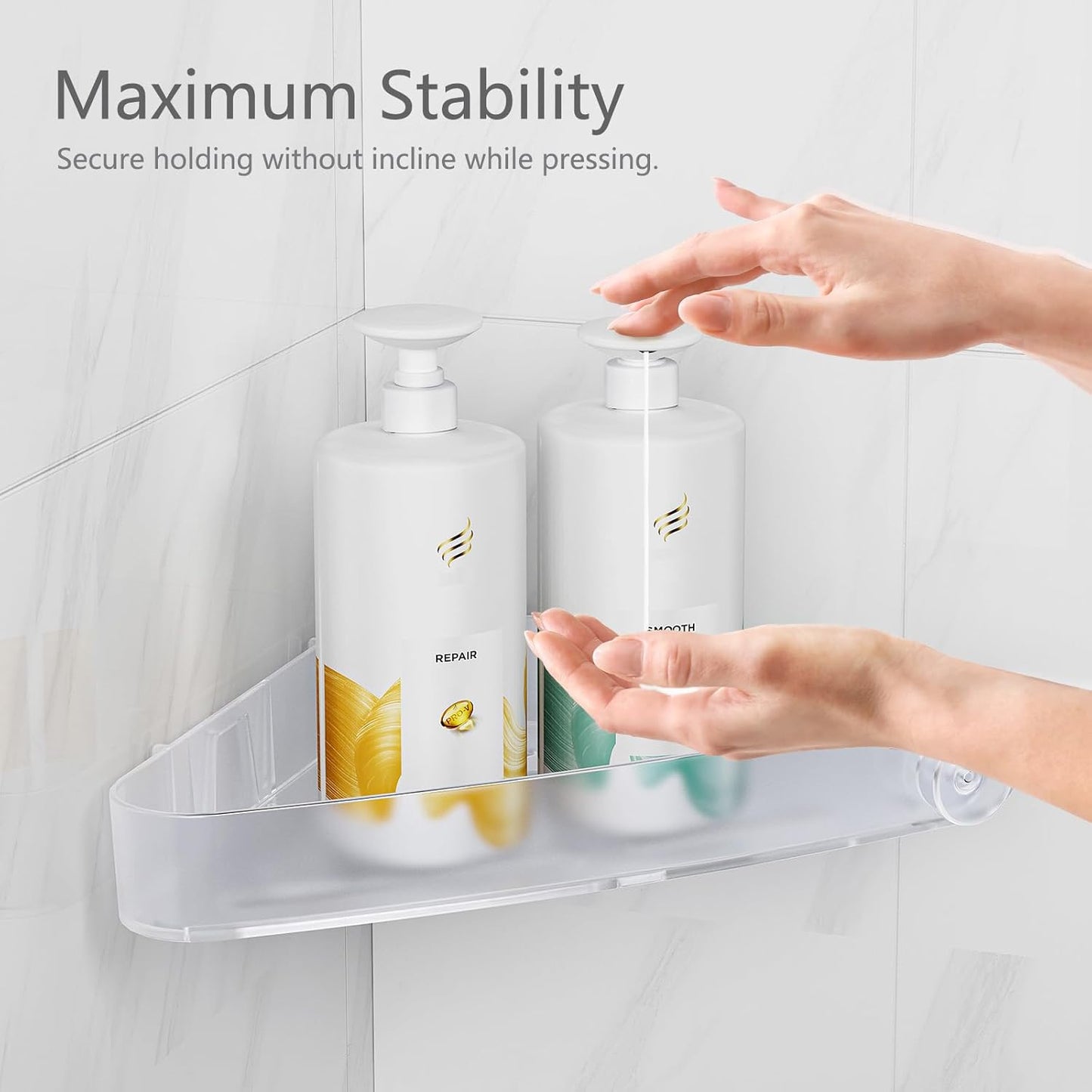 Sotfamily Shower Caddy Corner, 2 Pack Adhesive Corner Shower Shelves for Bathroom Organizers and Storage, Rust Free Plastic Rack for Bathroom Accessories & Decor, Crystal