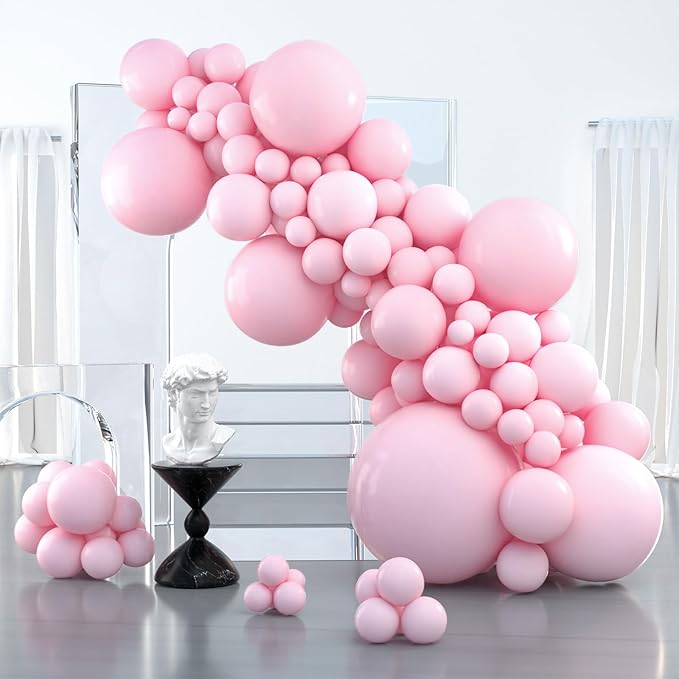 PartyWoo Light Pink Balloons 127pcs Different Sizes of 36 18 12 10 5 Inch Pastel Pale Baby Pink Balloon Arch Kit for Baby ...