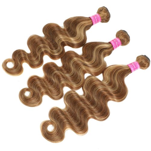P4/27 Human Hair Highlight Honey Blonde Body Wave Bundles 100% Unprocessed Brazilian Virgin Hair Ombre Brown Highlight Body Wave 3 Bundles for Black Women