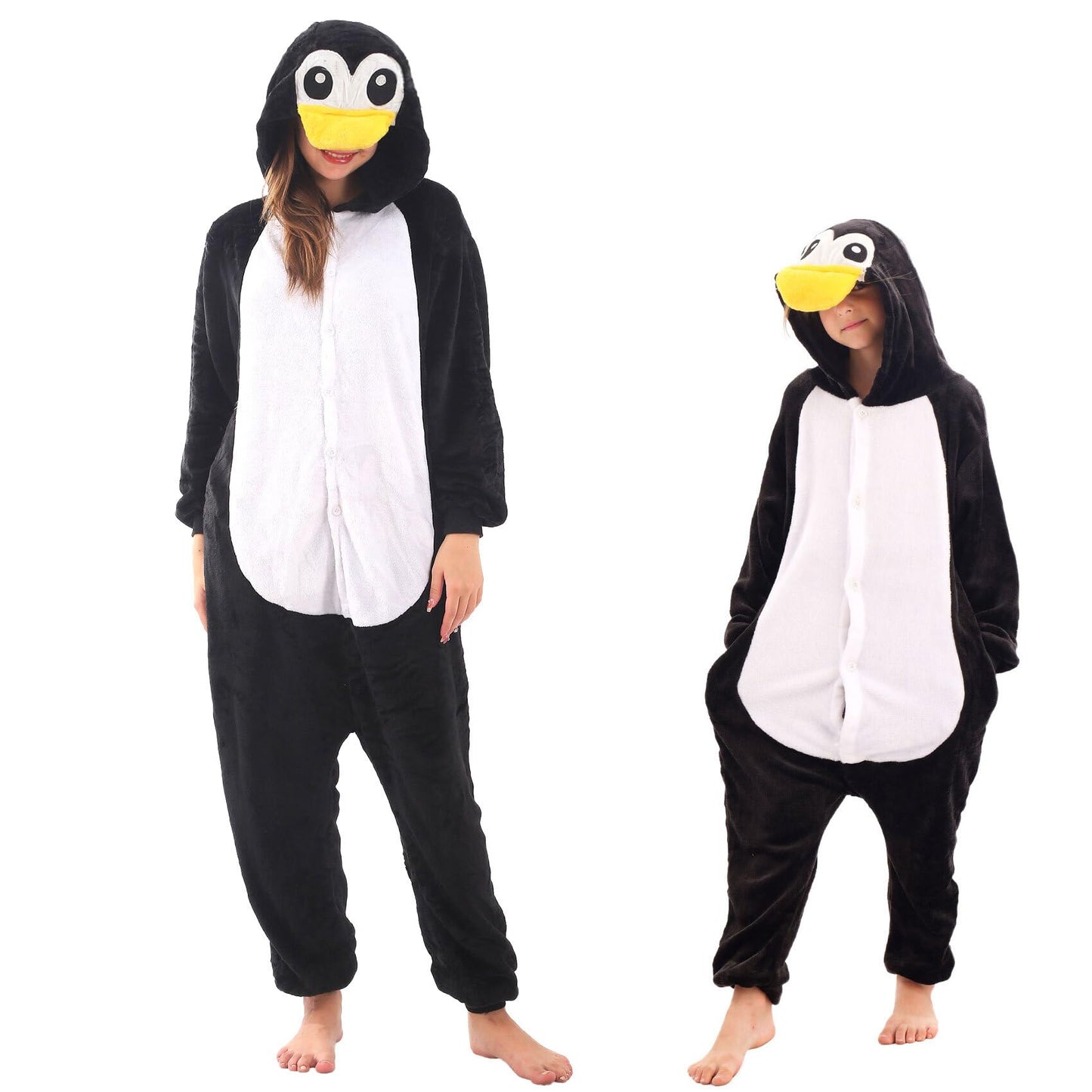 LOBUJOU Animal Hooded Onesie Costume for Kids Adults Boys Girls Halloween Easter Mens Womens Cosplay Outfit Kit Penguin 120