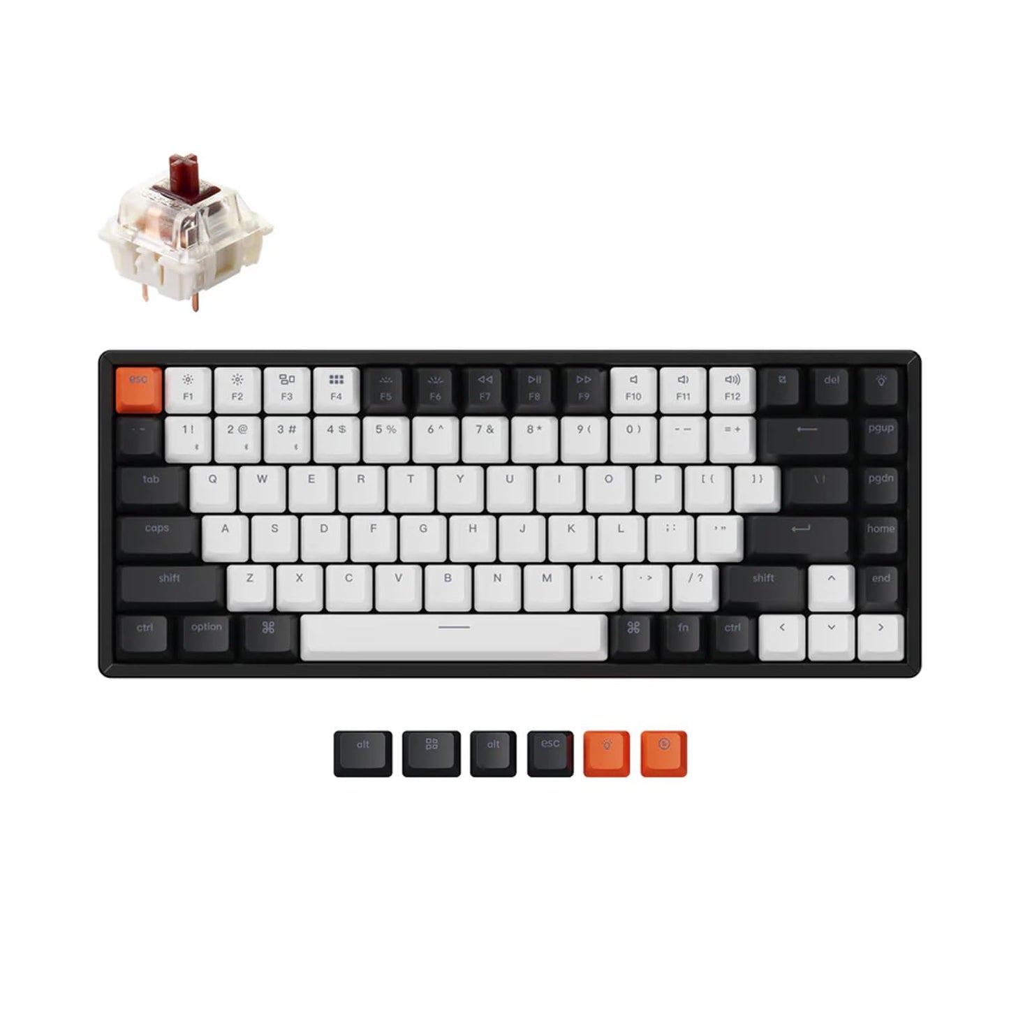 Keychron K2 Wireless Bluetooth/Usb Wired Gaming Mechanical Keyboard, Hot-Swappable 75% Layout 84 Keys Rgb Led Backlight, Aluminu